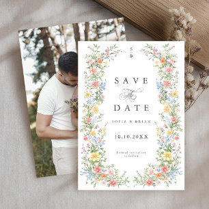 Save The Date Jardin de printemps orné de fleurs au pastel doux 