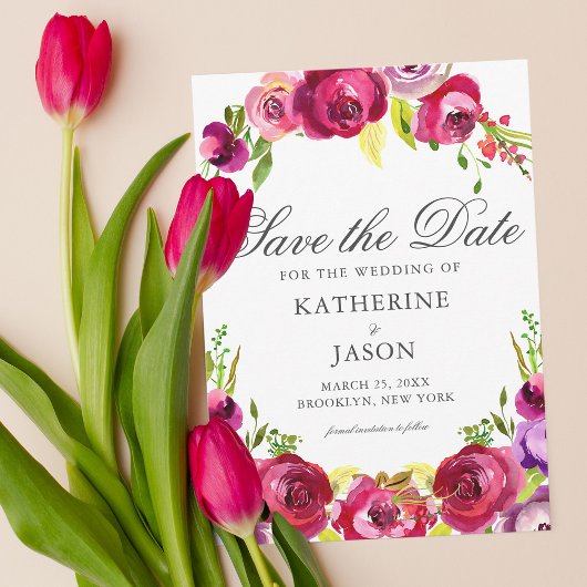 Save The Date Jardin de printemps rose rose Fuchsia