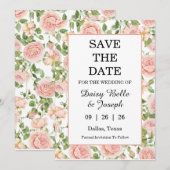 Save The Date Jardin de roses roses élégant  (Devant / Derrière)