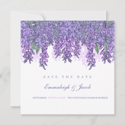Save The Date Jardin de Wisteria violet romantique Enregistrer l (Devant)