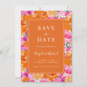 Save The Date Jardin d'été animé | Mariage rose et orange (Devant)