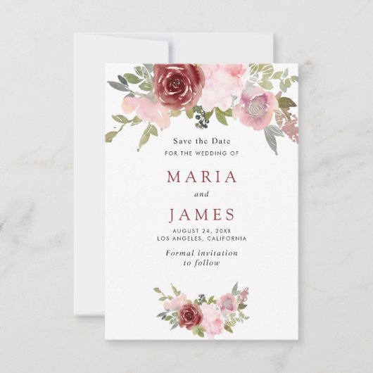 Save The Date Jardin d'été aquarelle mariage floral (Devant)