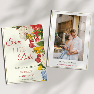 Save The Date Jardin d'été Roses Sauvez la date