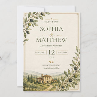 Save The Date Jardin d'oliviers toscan Mariage Enregistrer la da