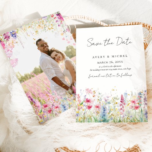 Save The Date Jardin Fleur aquarelle Mariage photo moderne