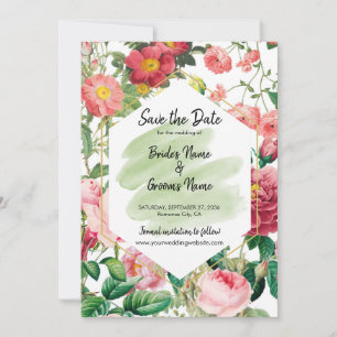 Save The Date Jardin floral, aquarelle et Mariage géométrique Éc