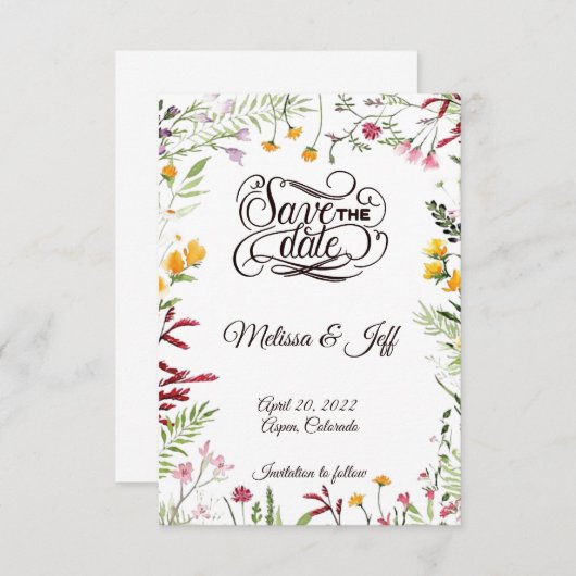 Save The Date Jardin floral enregistrer la date (Devant / Derrière)