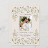 Save The Date Jardin floral ivoire Élégant Enregistrer la date (Devant / Derrière)