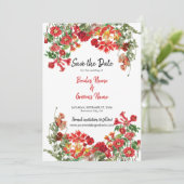 Save The Date Jardin Floral Rouge Mariage de fleurs botaniques (Debout devant)