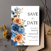 Save The Date Jardin Marine Bleu Terracotta Rouille Mariage élég