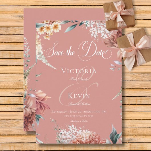 Save The Date Jardin rose romantique moderne Mariage floral