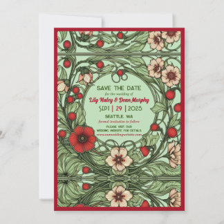 Save The Date Jardin vintage Art nouveau Mariage