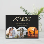 Save The Date Jaune Beurre Code QR Photo de Mariage Élégant (Debout devant)