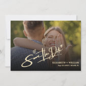 Save The Date Jaune Beurre Code QR Photo de Mariage Élégant (Devant)