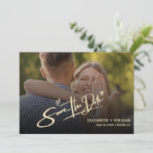 Save The Date Jaune Beurre Code QR Photo de Mariage Élégant (Debout devant)