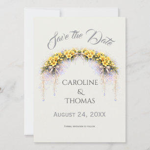 Save The Date Jaune Canari Freesia Romantique Floral Mariage