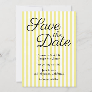Save The Date Jaune clair et rayure blanche