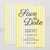 Save The Date Jaune clair et rayure blanche (Devant / Derrière)