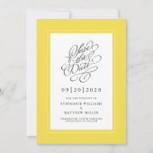 Save The Date Jaune Élégant Mariage Calligraphie Script Chic (Devant)