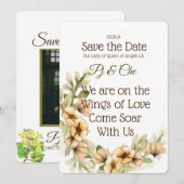 Save The Date Jaune Floral Thème Enregistrer La Date (Devant / Derrière)