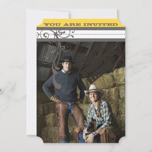 Save The Date Jaune & Gris Fanky Gris Mariage Enregistrer la dat (Devant)