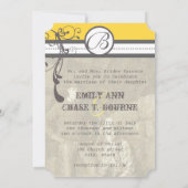 Save The Date Jaune & Gris Fanky Gris Mariage Enregistrer la dat (Dos)