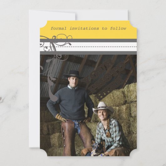 Save The Date Jaune & Gris Fanky Gris Mariage Enregistrer la dat (Dos)