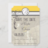 Save The Date Jaune & Gris Fanky Gris Mariage Enregistrer la dat (Dos)