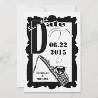 Jazz Style Rétro Enregistrez la Date Noir Blanc 2