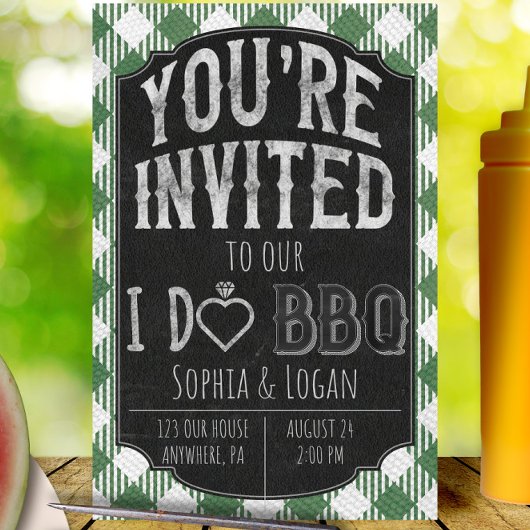 Save The Date Je fais BBQ Green Bridal & Wedding shower Invitati