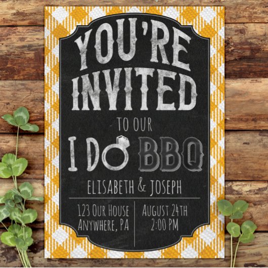Save The Date Je fais BBQ Jaune nuptiale et Wedding shower Invit