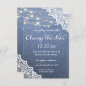 Save The Date Jean Lace & String Lights - Modifier la date Petit (Devant / Derrière)