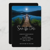 Save The Date Jetée la nuit sous une pleine lune de mariage (Devant / Derrière)
