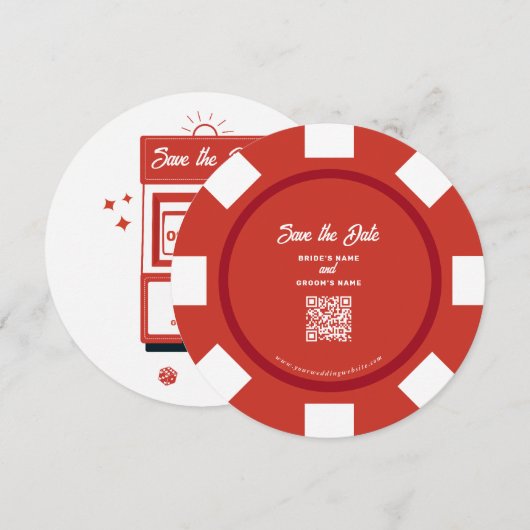Save The Date Jetons de poker de mariage de machine à sous de ca (Devant / Derrière)