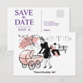 Save The Date Jeune mère avec poussette bébé, drôle (Devant / Derrière)