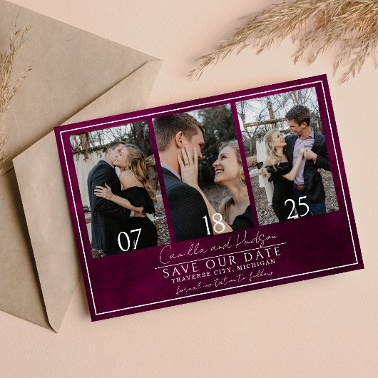 Save The Date Jewel Tone Romance | Garnet | Mariage
