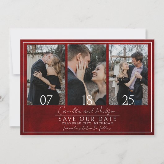 Save The Date Jewel Tone Romance | Ruby | Mariage (Devant)