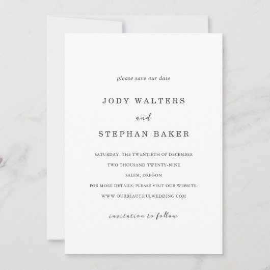 Save The Date Jody Simple Mariage élégant (Devant)