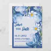Save The Date Joli Blue Florals Mariage tendance Enregistrer la  (Devant)