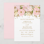 Save The Date Joli Blush Rose Or Floral Enregistrer La Date (Devant / Derrière)