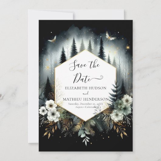Save The Date Joli Boho Enchanted Mariage Forêt (Devant)