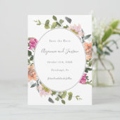 Save The Date Joli cadre fleuri avec Mariage verdoyant (Debout devant)