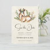 Save The Date Joli Cerf Aquarellé Posé En Bas Boho Rustique Save (Debout devant)
