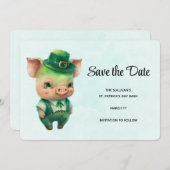 Save The Date Joli Cochon vert Fairytale dans un soin soigné Éco (Devant / Derrière)