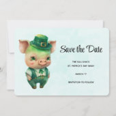 Save The Date Joli Cochon vert Fairytale dans un soin soigné Éco (Devant)