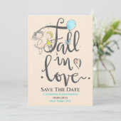 Save The Date Joli couple amoureux dessinant une typographie d'a (Debout devant)