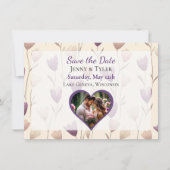 Save The Date Joli Fleur sauvage violet Mariage botanique (Devant)