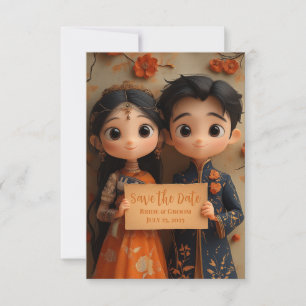 Save The Date Joli garçon et fille indienne.