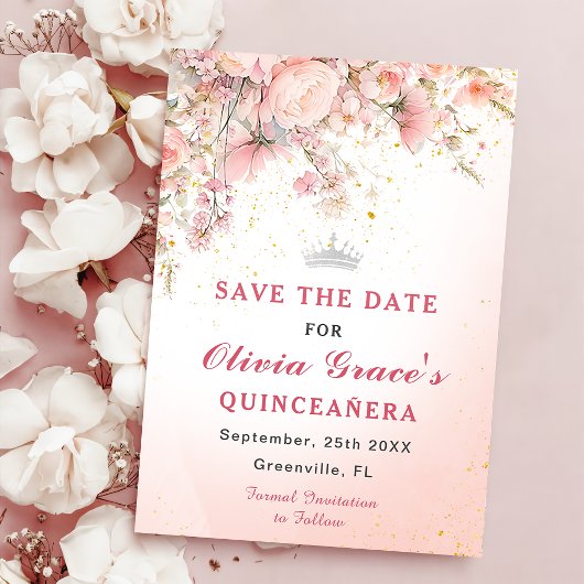 Save The Date Joli Jardin Fleur sauvage Aquarelle Sweet 16