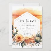 Save The Date Joli Mariage Cactus Personnalisé (Devant)